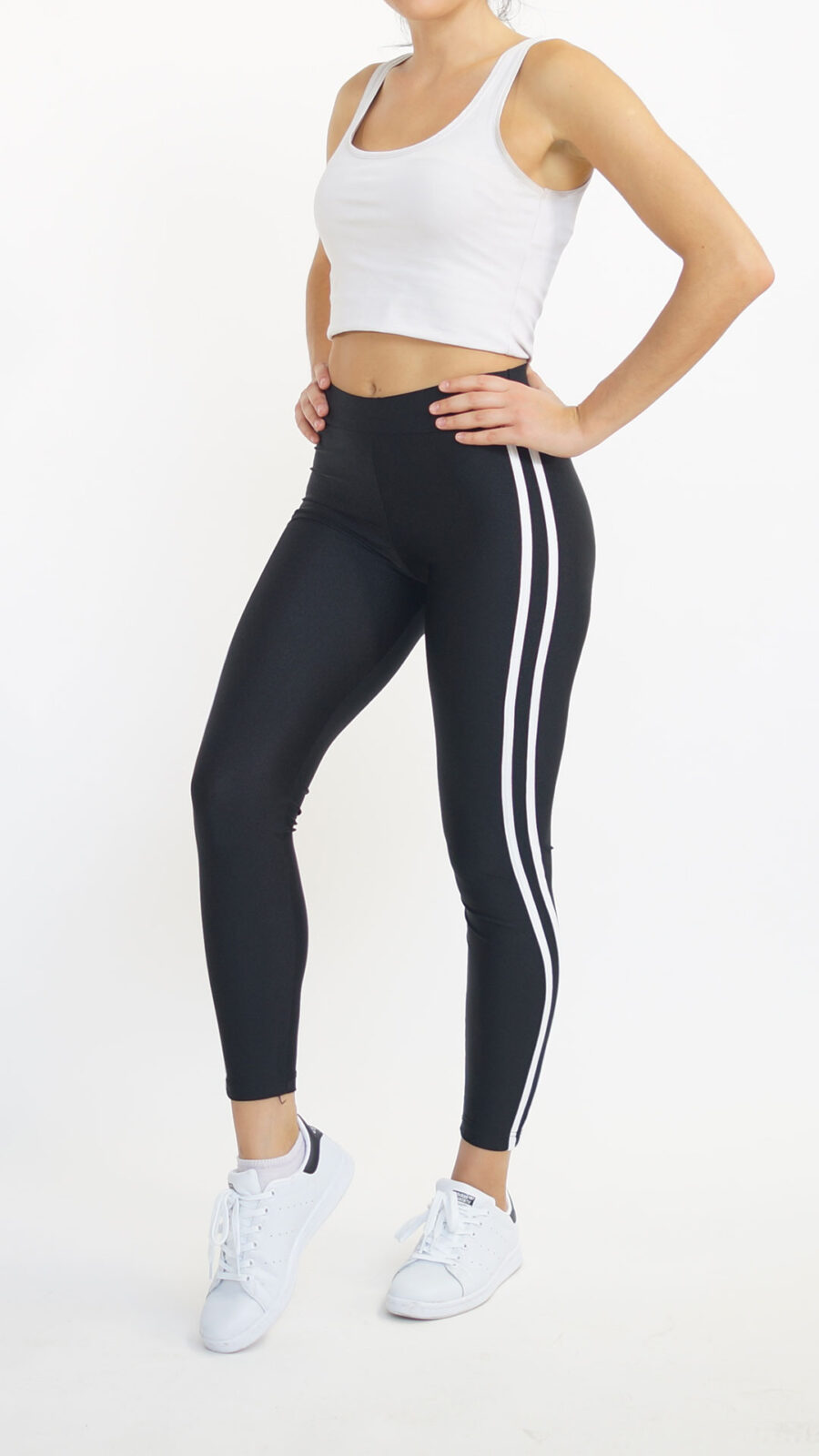 Black Leggings with White Side Stripe by Electric Yoga S | Active Wear  501499 | eBay
